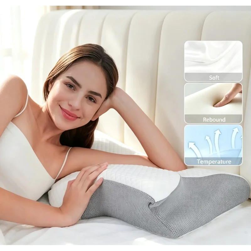 Soft Lightweight Ergonomic Cotton Support Pillow Comfort Sleeping Cushion for Side Back Stomach Sleepers