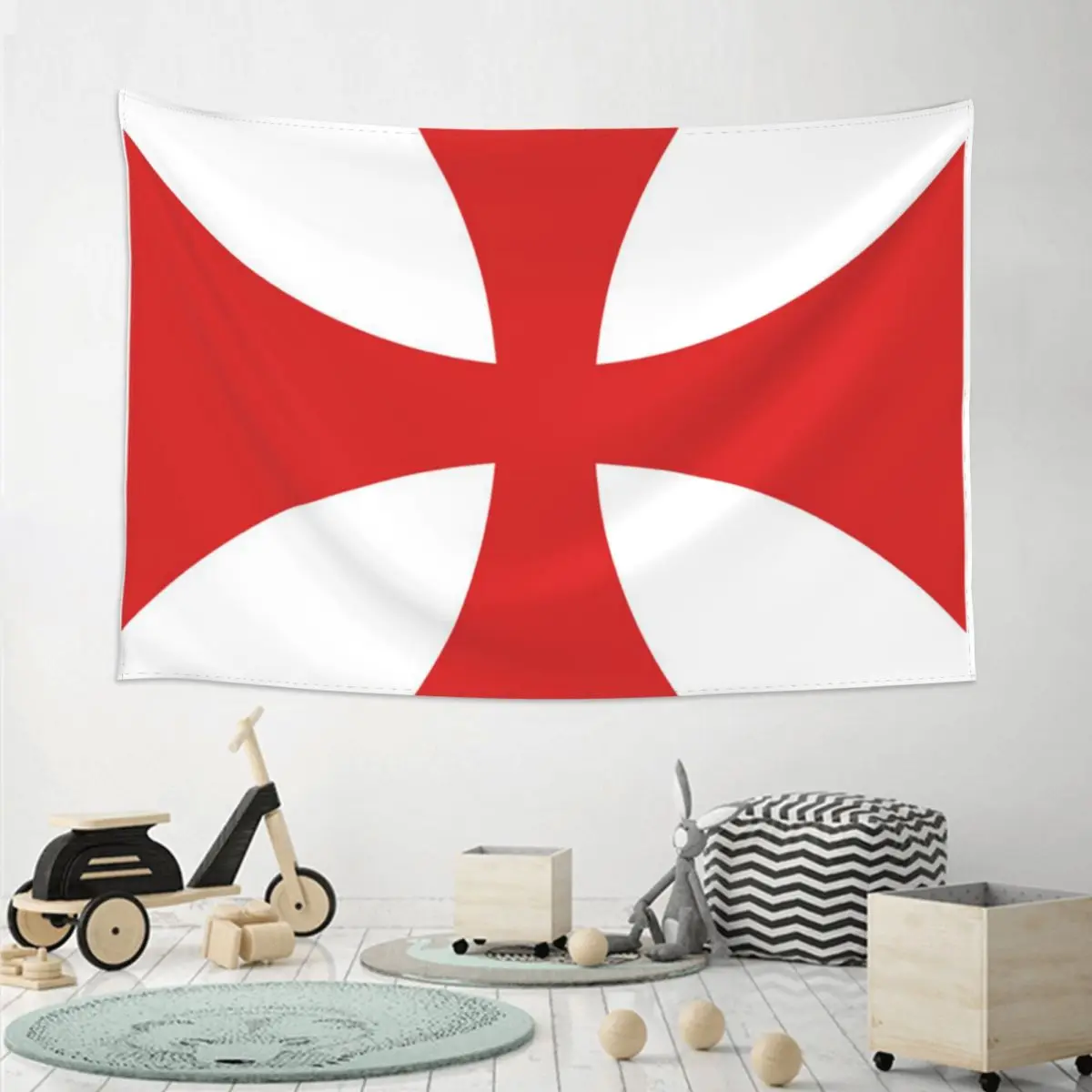 Templar Shield Cross Warrior Sword Knights Templar Deus Vult Tapestry Art Wall Hanging Aesthetic Home Decoration Tapestries