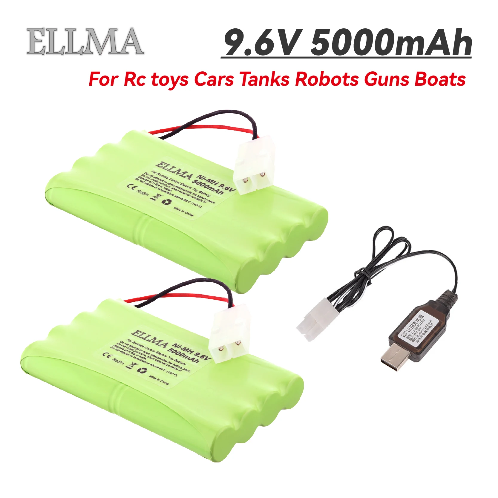 9.6v 5000mah Rechargeable Battery For Rc toys Cars Tanks Robots Gun NiMH Battery AA 9.6v Batteries Pack For Rc Boat 5PCS