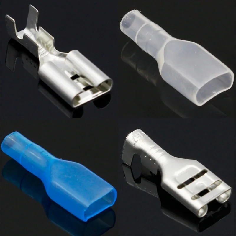 50Sets 6.3mm with Insulating Sleeves Terminal Female Spade Connector with Case