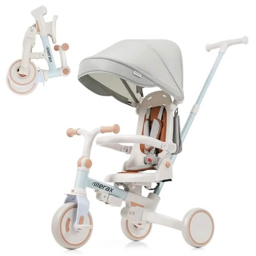 

Детский трехколесный велосипед-трансформер 7-в-1 с откидной рамой, съемными педалями, для детей от 1 до 6 лет, синий, легкий алюминиевый дизайн для улицы