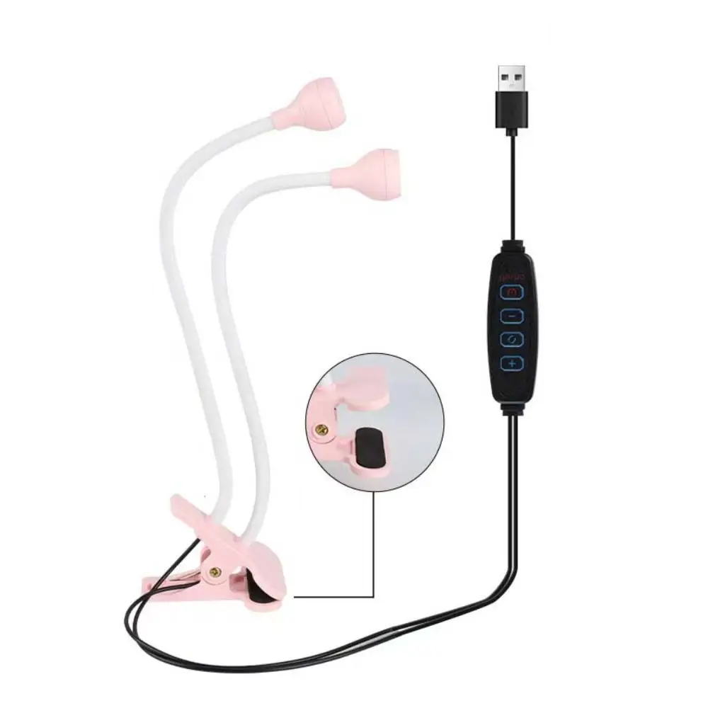 Double-head LED Table Lamp USB Clip Lamp Dormitory Lamp Gooseneck Nail Lamp Nightlight Flexible Mobile Phone Repair Lamp
