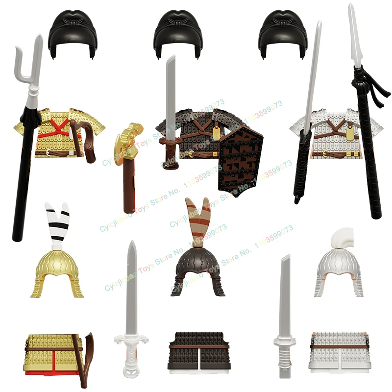 

KT1096 Ancient History Action Figures Tang Dynasty Soldier Accessories Building Block Dolls Children's Toys Christmas Gifts