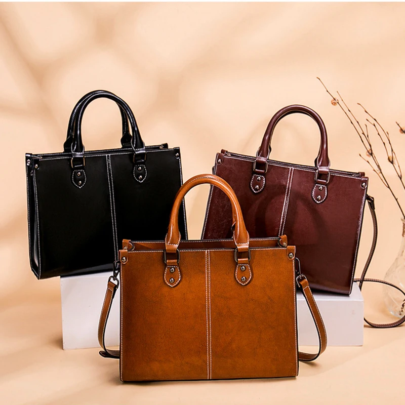 Women Handbag Cross body Shoulder Tote Bag Genuine Leather Shopping Fashion Office Female Real Cowhide Messenger Top Handle Bags