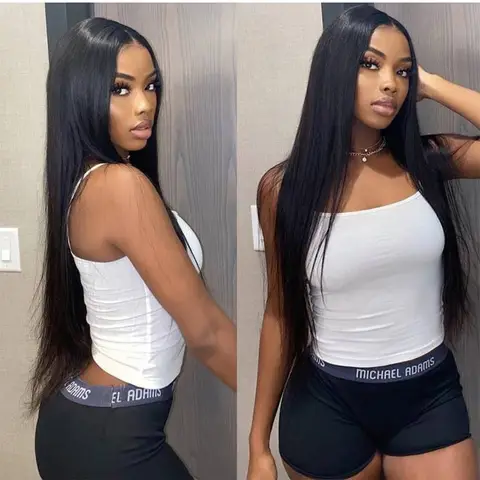 200% Density 13x4 13x6 HD Transparent Lace Frontal Wigs For Women 40 46 Inch Brazilian Pre Plucked Bone Straight 7x6 360 Lace Front Human Hair Wig