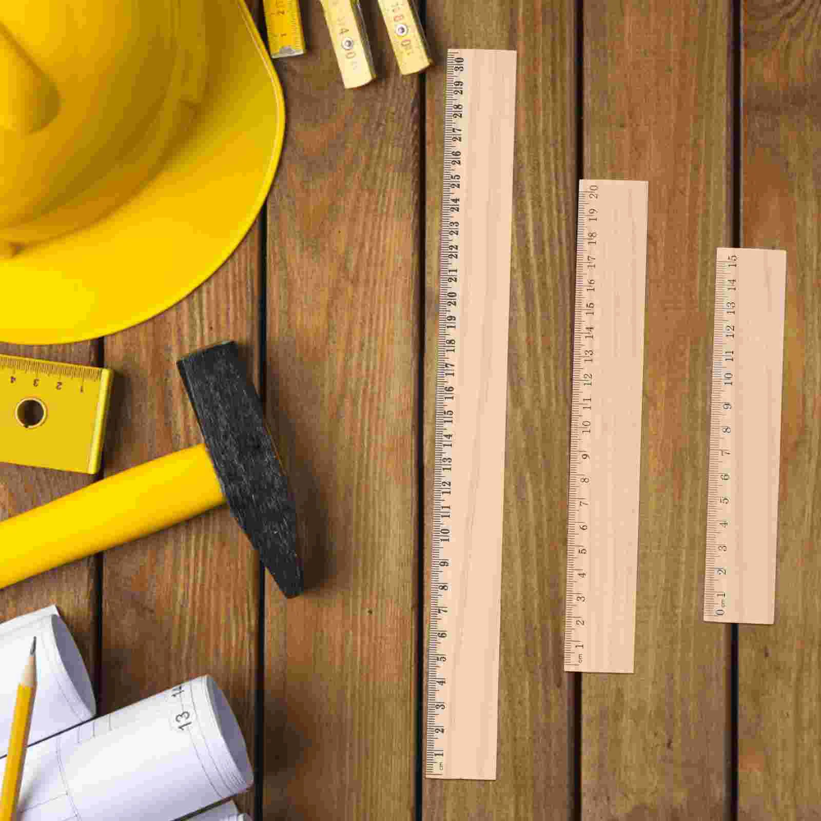 9 Pcs Wooden Ruler Aesthetic Small Straight Edges Rulers Double-sided Scale Drawing Metric for Office Measuring Bulk