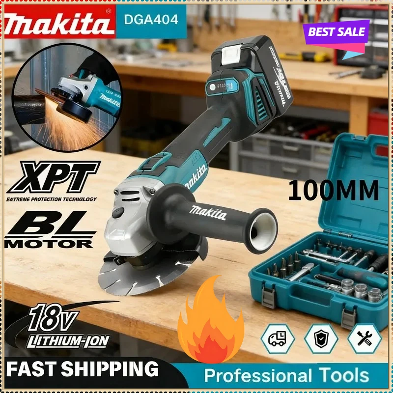 makita-dga404-100mm-brushless-electric-angle-grinder-cordless-grinding-polishing-cutting-metal-wood-grinder-18v-machine