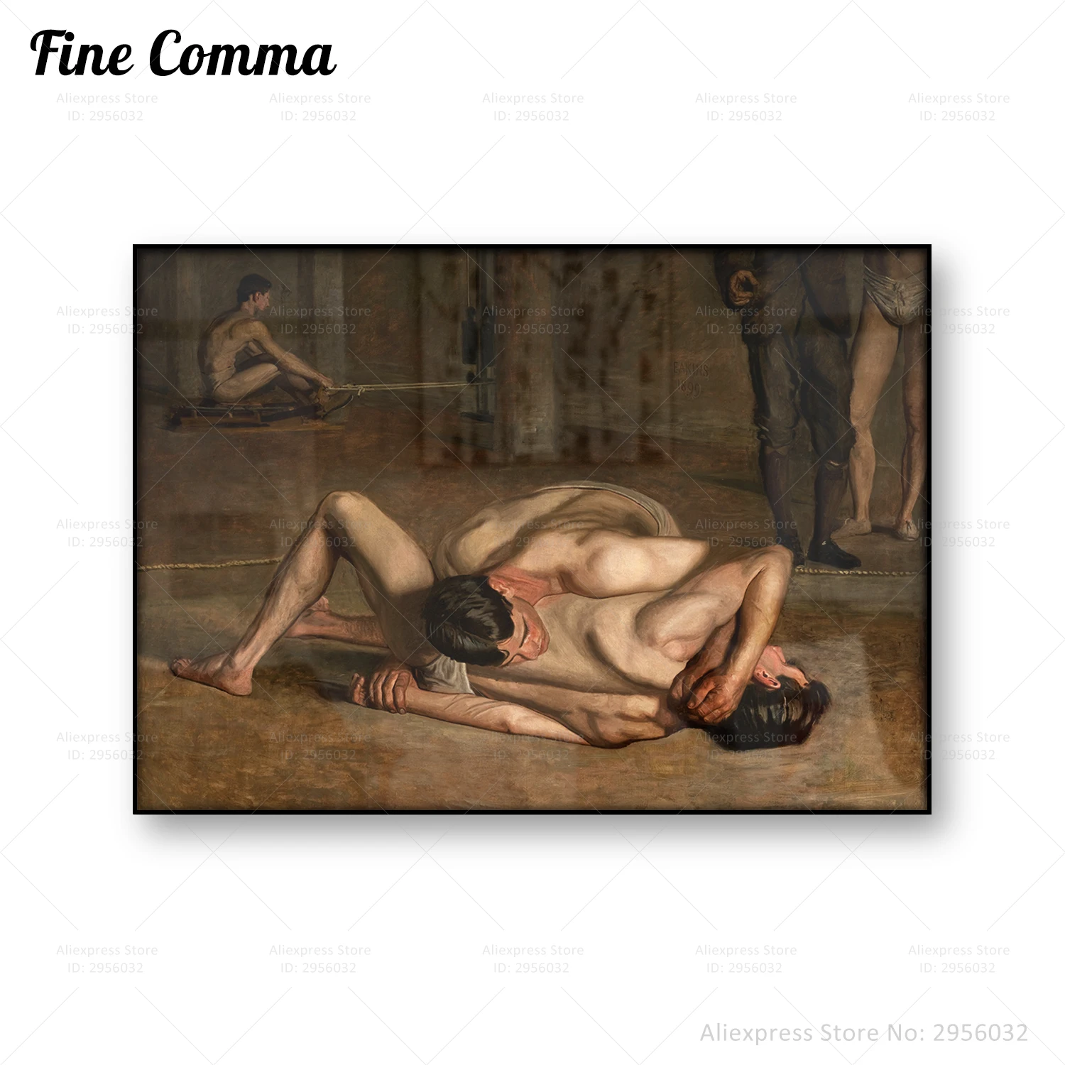 Wrestlers Thomas Eakins Vintage Poster Antique Oil Painting Reproduction Copy Wall Art Canvas Print Home Decor Illustation Gift