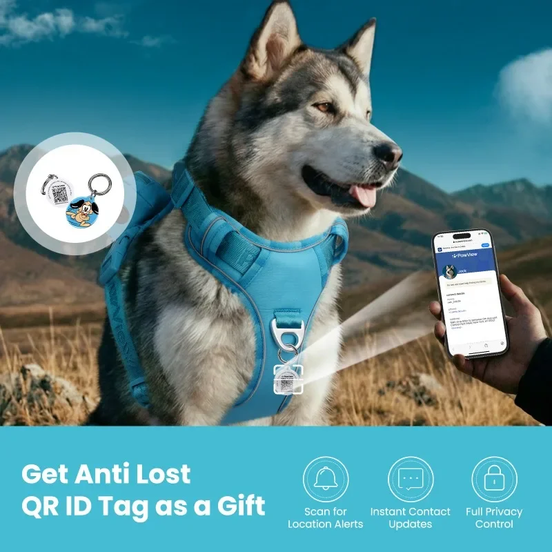 No Pull Dog Harness with ID Tag Waterproof Outdoor Pet Vest Adjustable Escape Proof Pets Harness for Small Medium Large Dogs