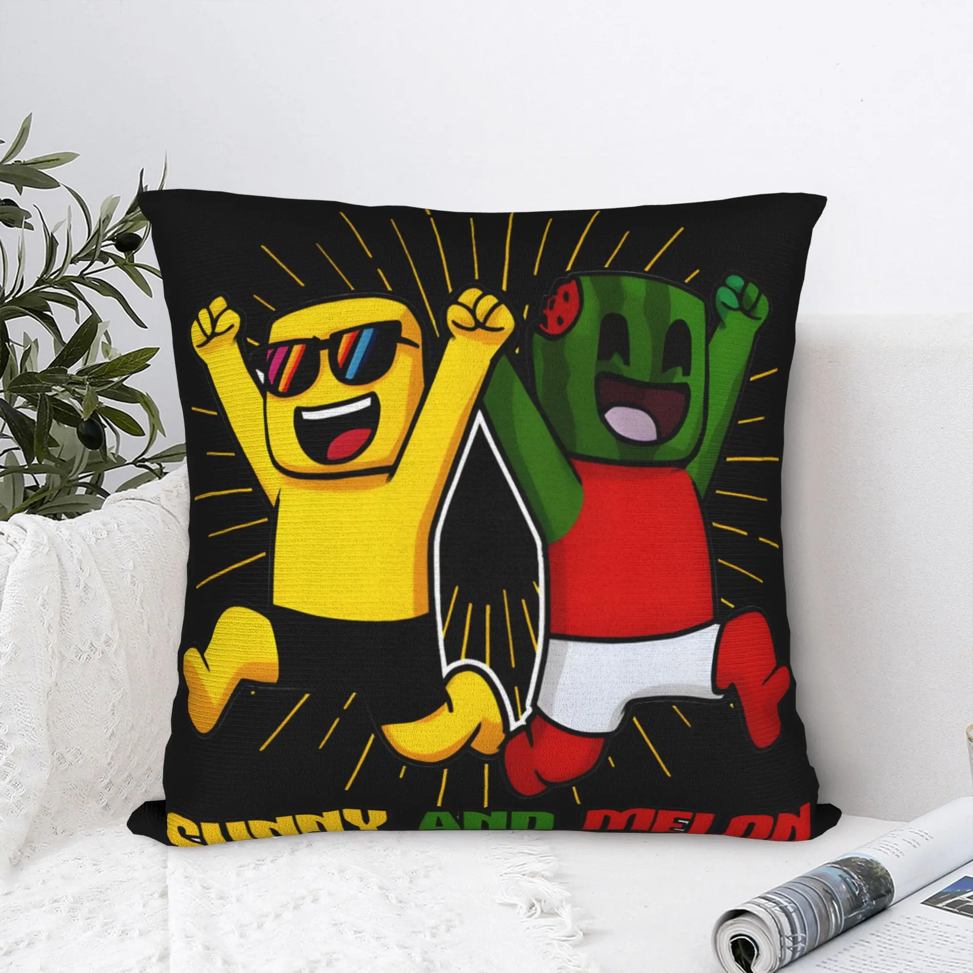 Sunny And Melon Halloween Vampire Cartoon Poster Pillow Case  Soft Pillow Cover For Office Car Home Decor Novelty Cushion Cover