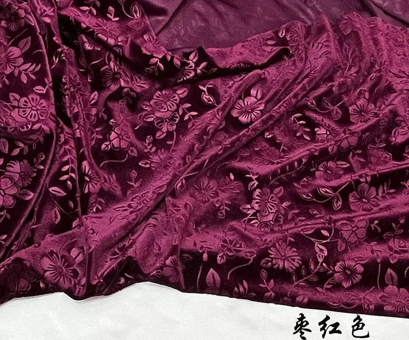 Embossed Stretch Gold Velvet Fabric Military Green Purple Maroon Spring Autumn Cloth For DIY Sewing Garment Craft view 5