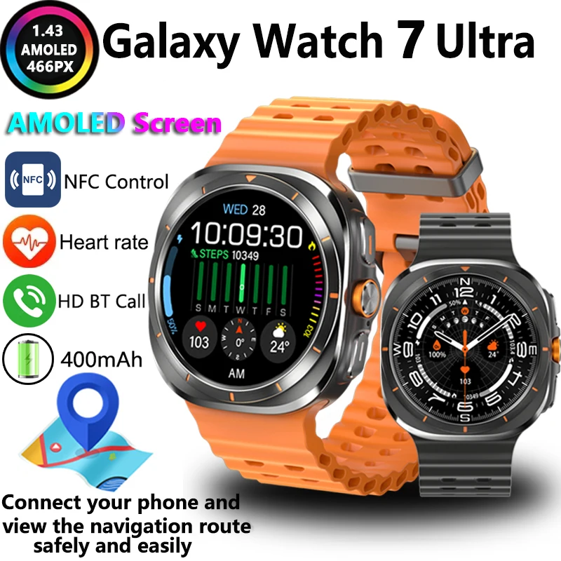 

For Samsung Galaxy Watch Ultra New GPS Track Smart Watch Men Amoled Always Display Body Temperature Clock BT Talk Smart Watch