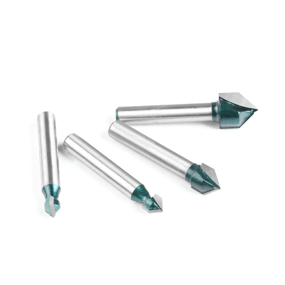 Mèche de routeur en forme de V à 90 degrés, tige de 6mm 1/4 ", qualité professionnelle, plaque en aluminium et plastique, coupe-fente murale pliante