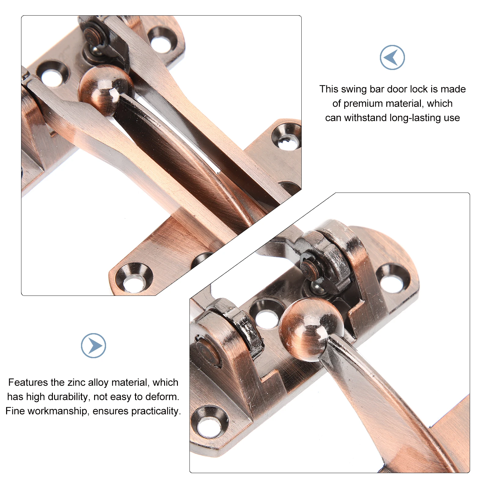 

Door Lock Security Latch Swing Bar Guard Safety Zinc Alloy Durable Anti Intrusion Hotel French Door Locks Stoppers