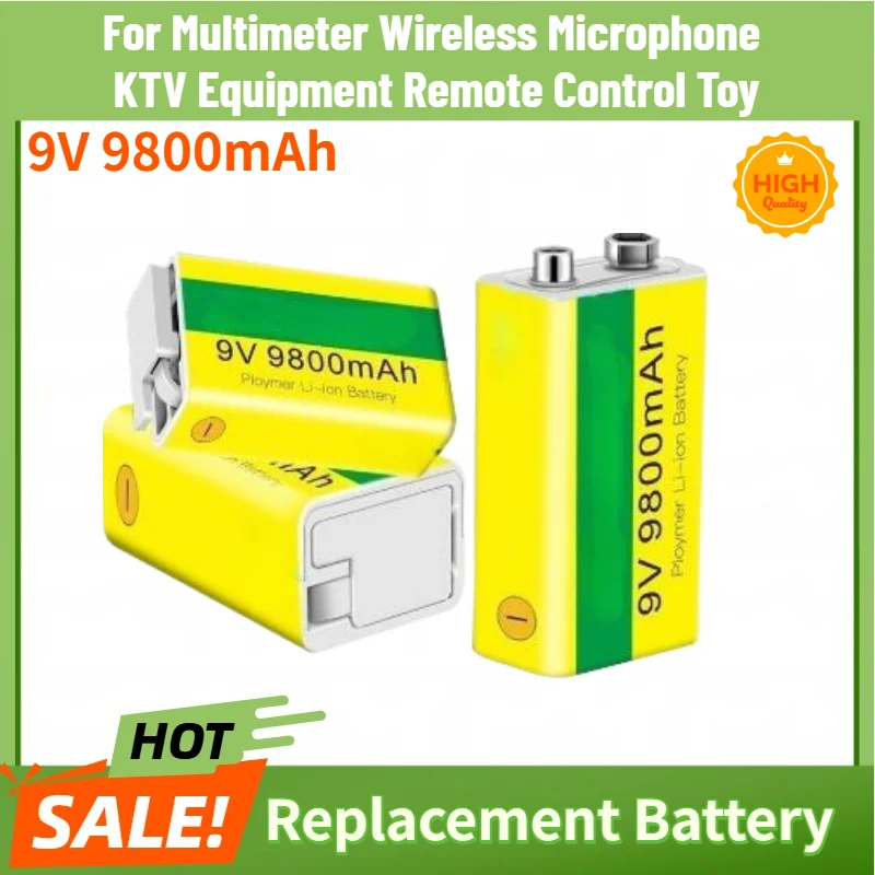 9V 9800mAh Micro USB Rechargeable Lithium Battery For Multimeter Wireless Microphone KTV Equipment Remote Control Toy
