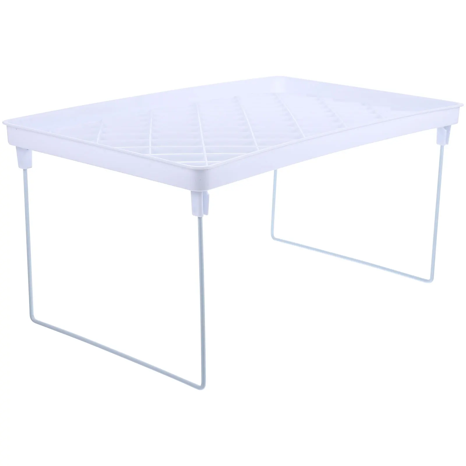 

1pc Desktop Storage Rack Foldable Simple Organizer Rack White L Size Space Saving Household Storage Holder Anti Slip Feet