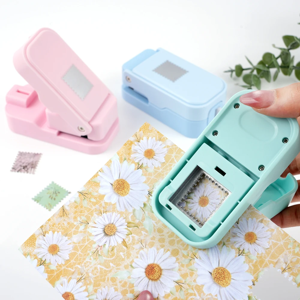 Postage Stamp Edge Paper Punch for Junk Journal & Scrapbooking,Color Stackable Craft Punches with Cutout Design for Card Making