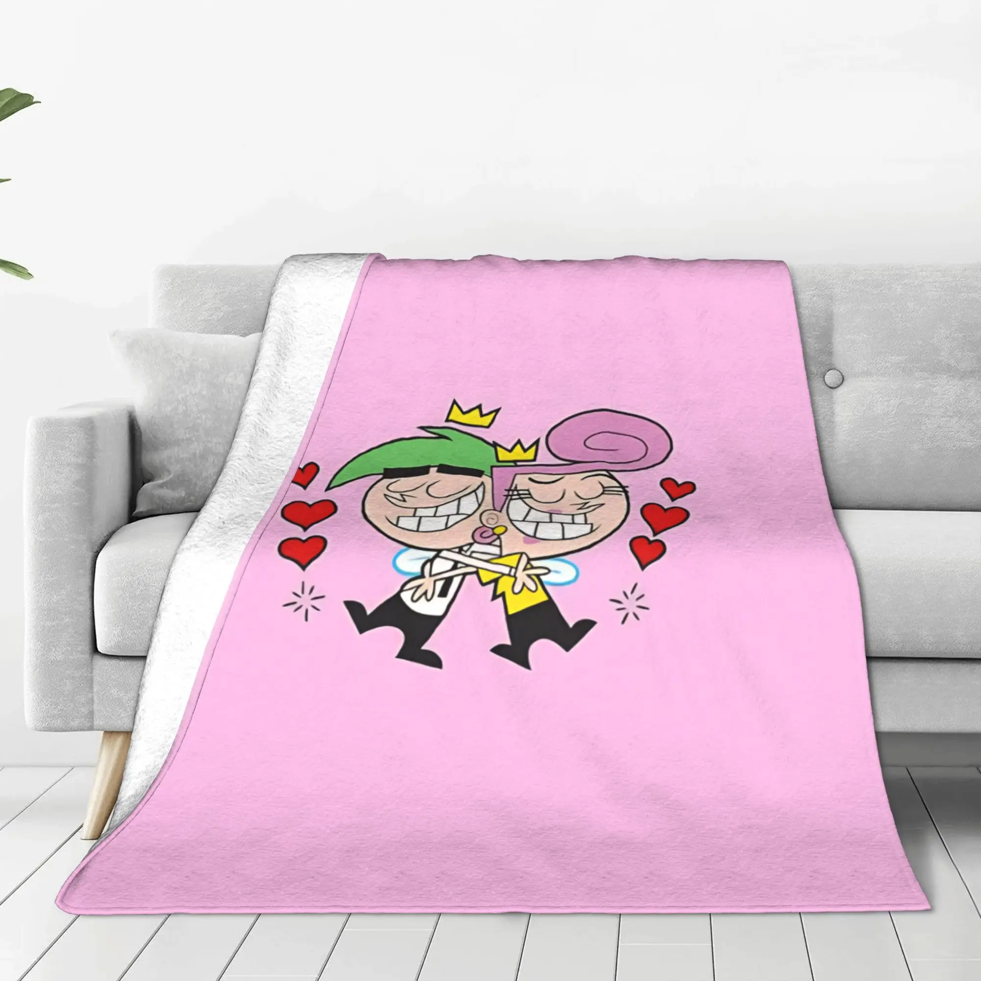 1PC Home Cute Room Decor Vibrant Packed Cartoon Blanket Throw Blanket Fairly Odd Treasures Novelty Warm Blanket All Season