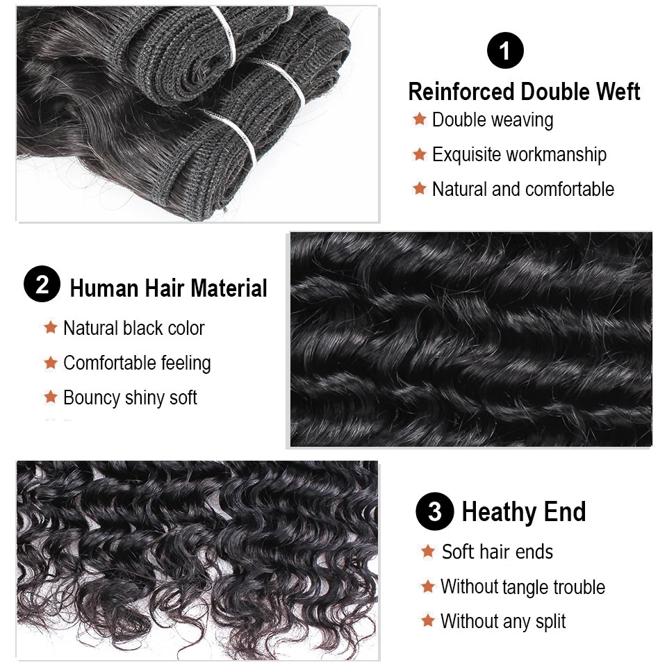 1 bundle onda profonda tessuto dei capelli colore naturale onda profonda sciolta estensione dei capelli umani di Remy marrone scuro ombre miele