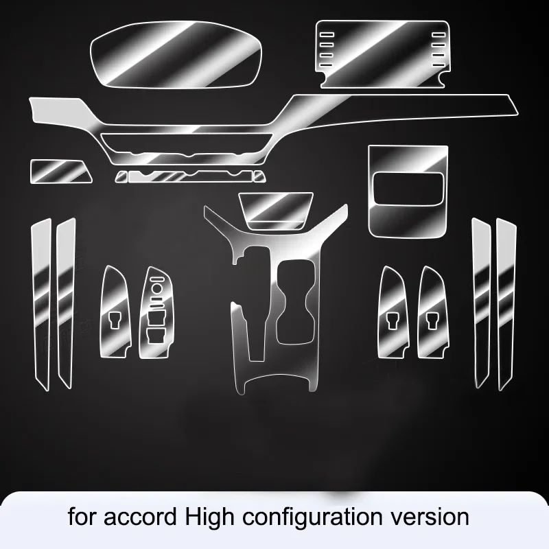 For Honda Accord 2020-2022 TPU Transparent Film Car Interior Stickers Center Control Gear Air Dashboard Navigation Door Windows