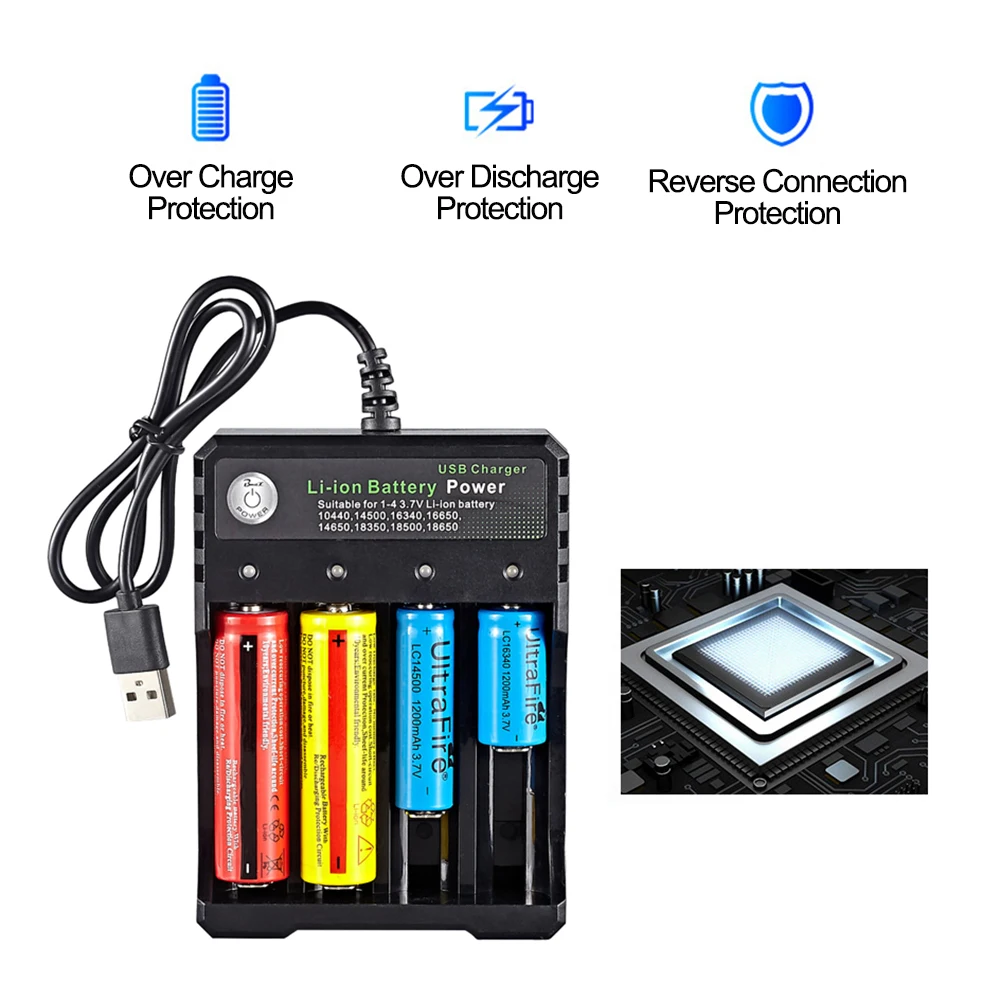 1/2/4 Slots 18650 Battery Charger USB DC 4.2V For 18650 26650 18350 16340 14500 18500 Li-ion Batteries AC Charger Adapter