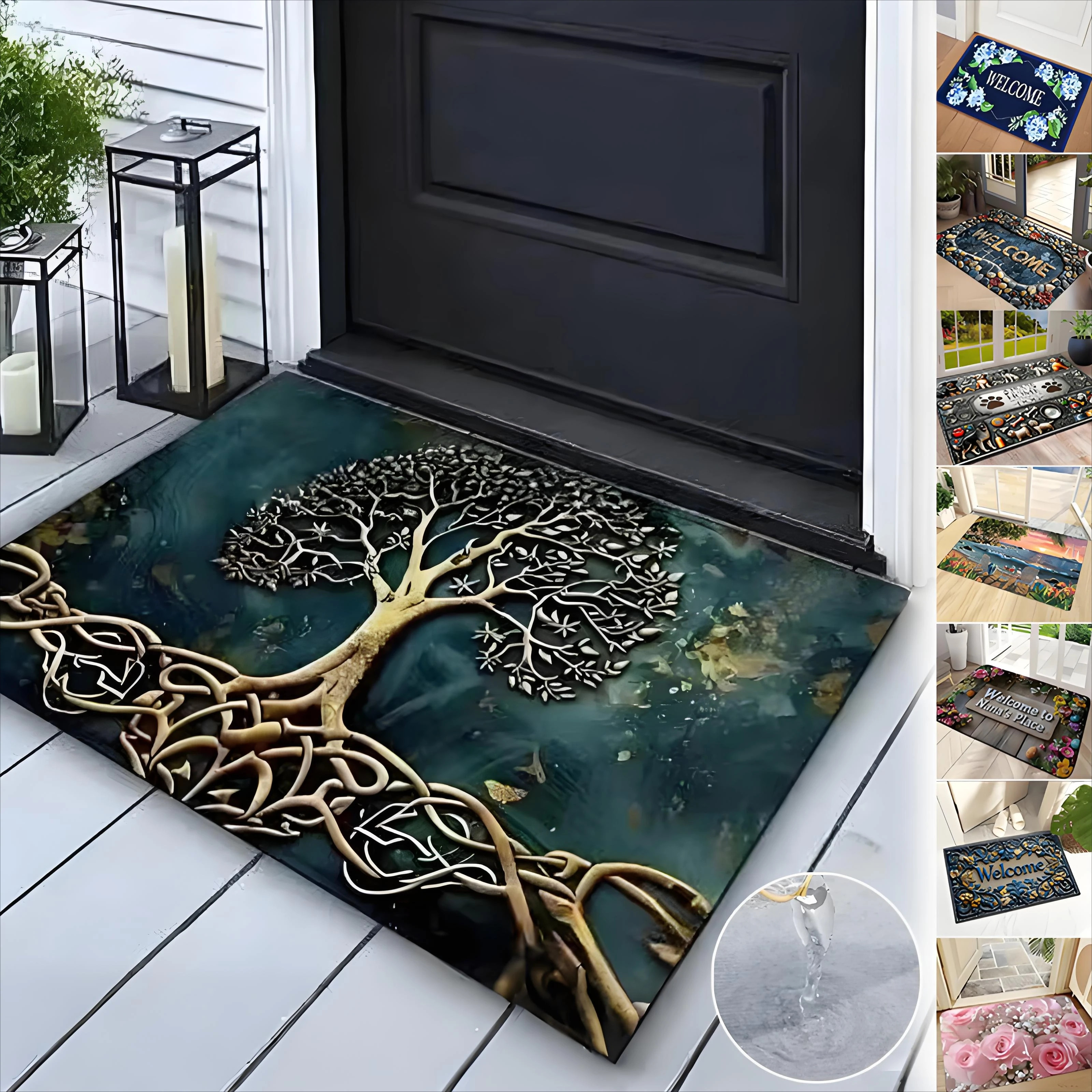 

Newest Welcome Doormats Crystal Fleece Non-Slip Absorbent Entrance Rug Washable Durable Door Mat for Livingroom Bathroom Kitchen