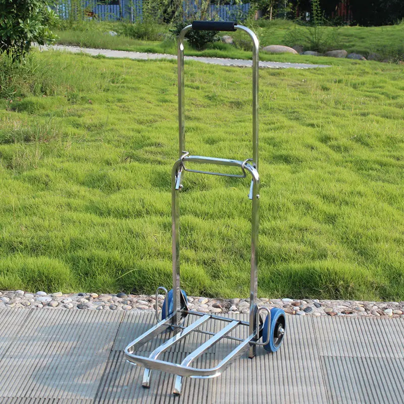 

Stainless Steel Folding Hand Truck - Two-Wheeled Collapsible Cart for Grocery Shopping,Luggage,Package Delivery & Market Hauling
