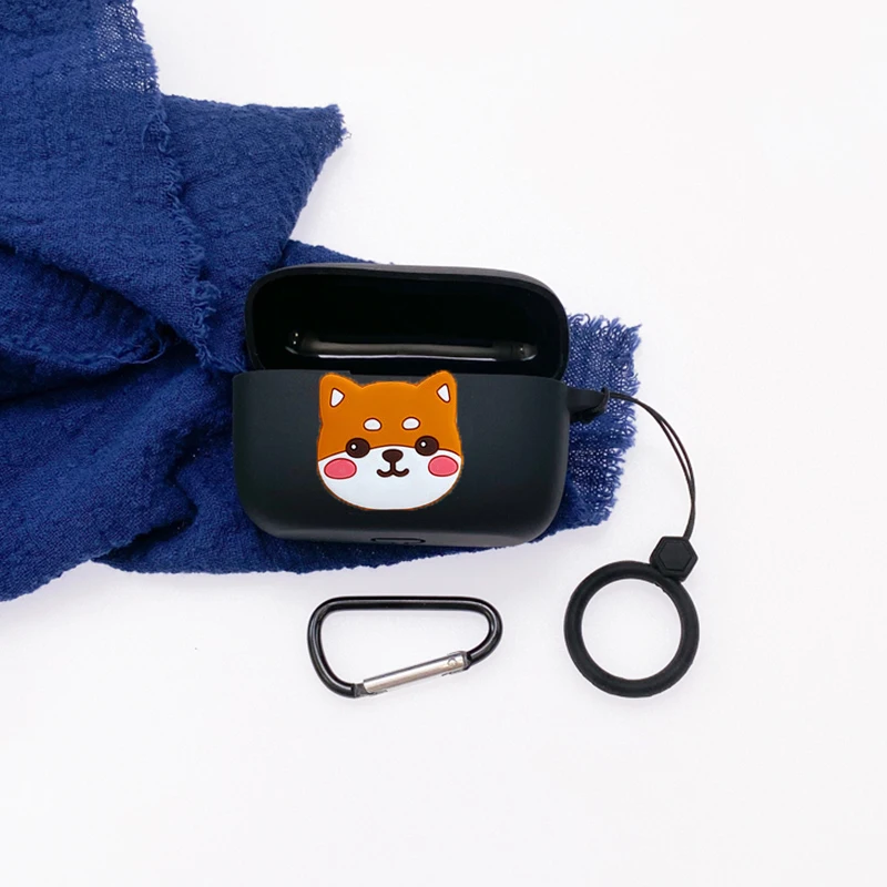 Funda de dibujos animados para 1MORE EVO, carcasa divertida de silicona con anillo anticaída, protección para auriculares Bluetooth, caja de accesorios