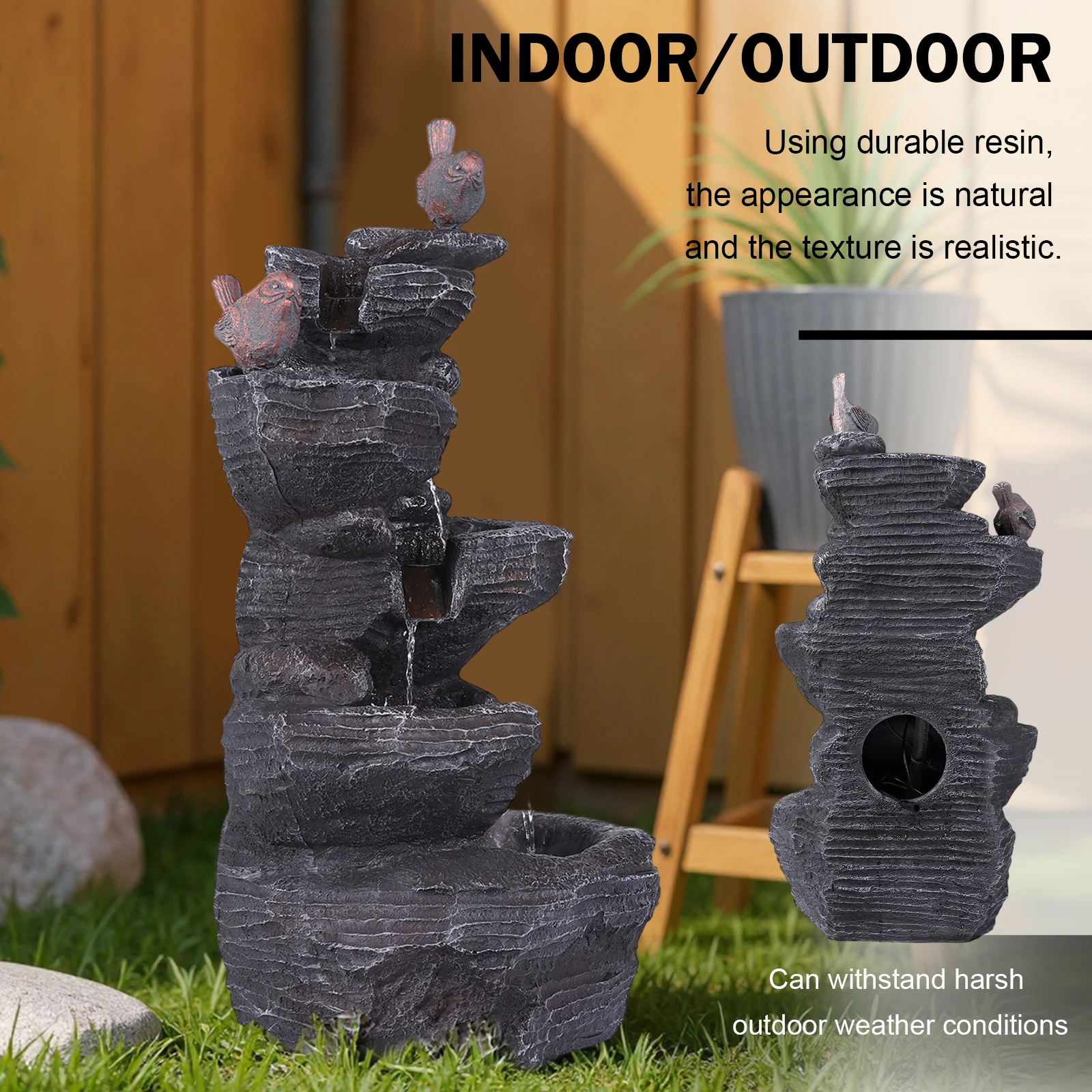 

Resin Stone Imitation Waterfall Desktop Waterfall Fountain Tabletop Fountain Relax Meditation Decor for Home Office