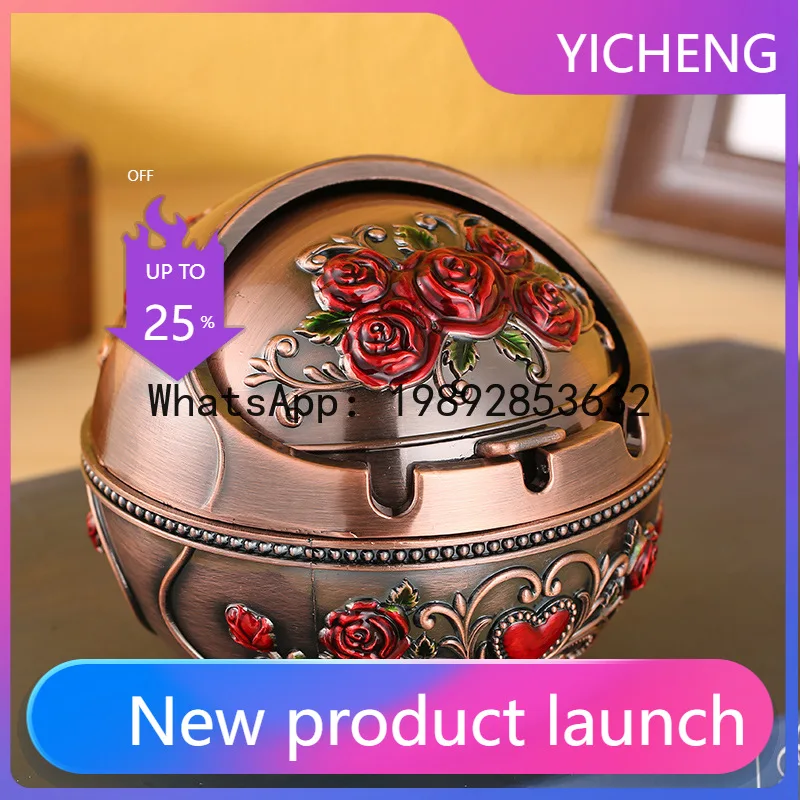 

PYJ ashtray with lid, household retro European-style living anti-fly ash and anti-drop acne marks, the same ashtray.