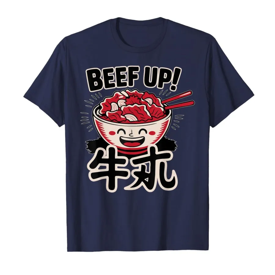 Camiseta clásica de Tokyo Japan Beef Poke Bowl Fast Food Treat Friends para hombres y mujeres, camisetas 100% de algodón, camisetas de manga corta 1217-1