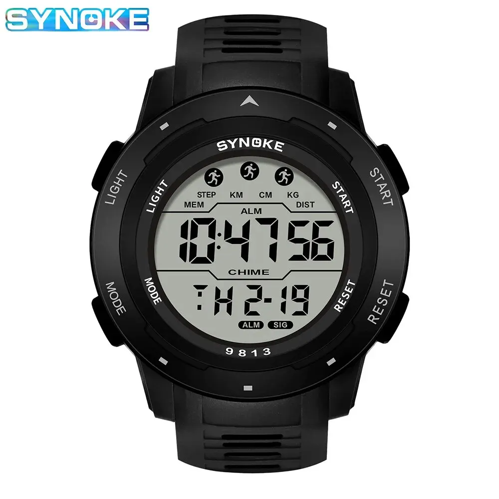 SYNOKE Men Digital Watch Sports Watches Timing Function Alarm Clock Waterproof 50M Digital Watch Military Clock Large Screen