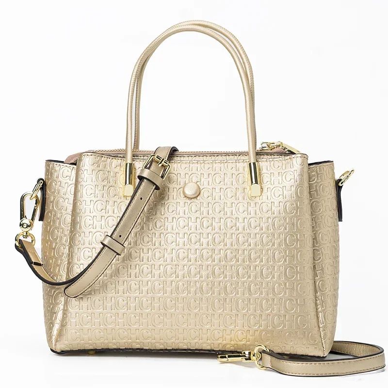 CH Large Capacity Tote Bag Women Black Embossed Leather Work Handbag Crossbody Shoulder Bag For Office Daily image 2
