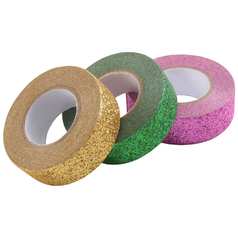 معظم-12 لفة لامعة شريطٌ لاصق ملون مزخرف شريط اشي لامع للحرف اليدوية، تغليف الهدايا، مخطط، 1.5 سم × 5 متر