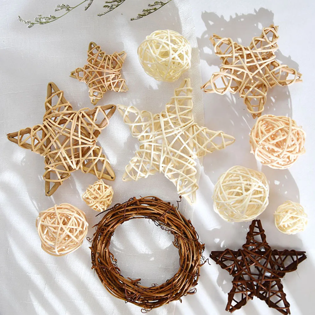 

3pcs Rattan Stars Wicker Woven Small Decorative Bowl Fillers Christmas Party Home Decor Accents Living Room Table Centerpieces