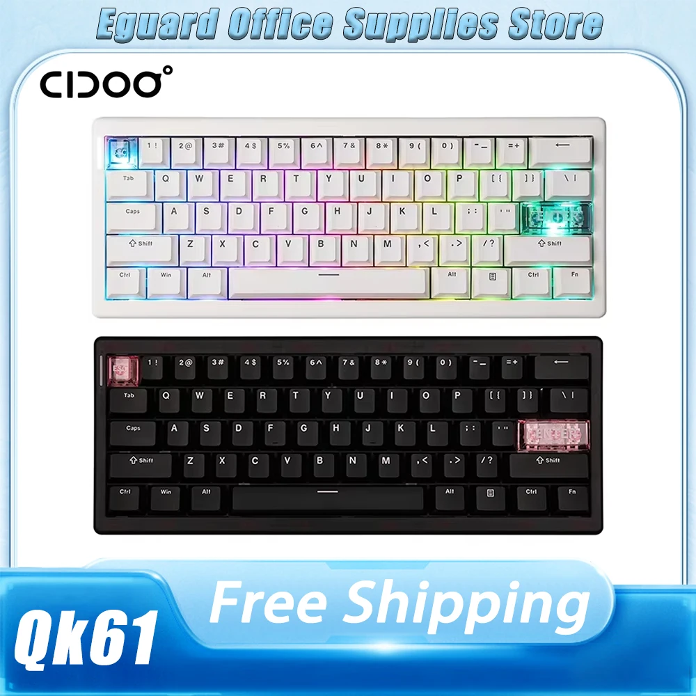 Cidoo Qk61 V2 Mechanical Keyboard Wireless 3 Mode Gasket Customized RGB Hot-Swap Support Via/Qmk Gamer Accessories For Computer