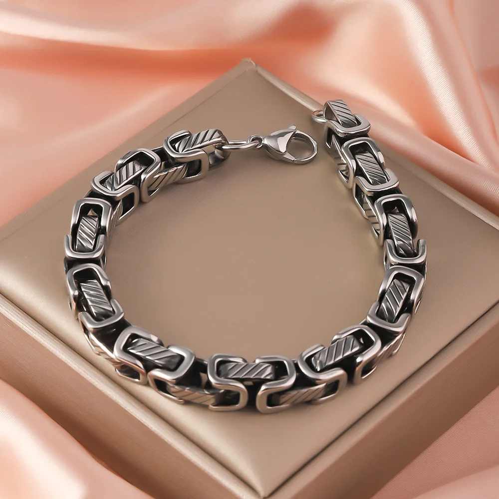 Vintage Woven Bracelet S925 Sterling Silver Hip Hop Rock for Boys and Girls Awesome Cuban Bracelet jewelry Creative Gift 5