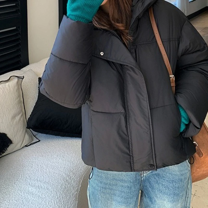 Short Cotton-padded Jacket Coat Loose Thickened Women's Hooded Cotton-padded Coat in Winter of 2025