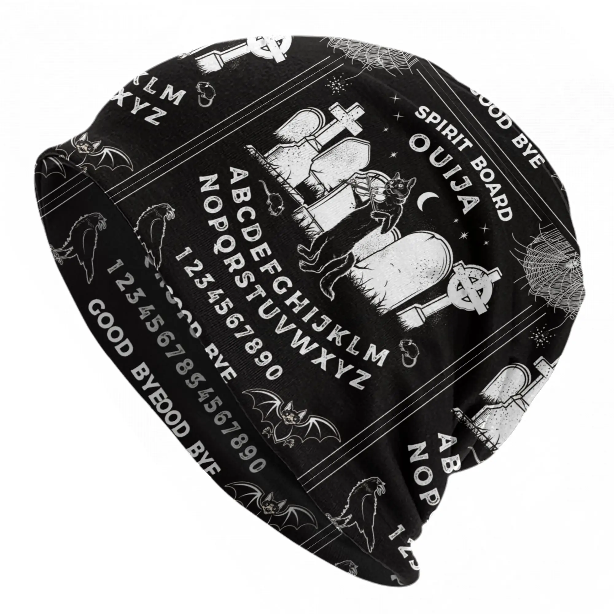 Vintage Ouija Board Mystical Skullies Beanies Hat Halloween Cat Hip Hop Men Women Outdoor Caps Warm Dual-use Bonnet Hat