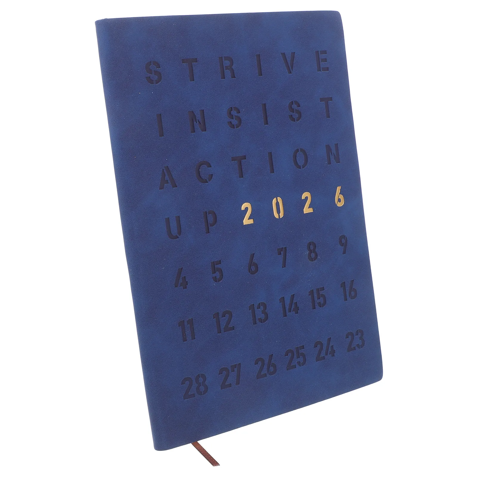 

2026 Daily Planner Agenda Monthly Weekly Layout Hard Cover Book Portable Size For Personal Productivity Elegant Style Dark Blue