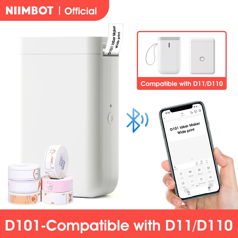 NiiMbot D101 przenośny kieszonkowy drukarka do etykiet Mini bezprzewodowy drukarka etykiet bez atramentu do telefonu Tablet biurowy organizacja domu D11 Plus