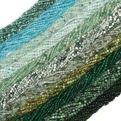Natural Stone Faceted Small 2 3 4 mm Waist Beads Green Seed Crustal Quartz Jades Spacer Beads for Jewelry Making DIY Bracelet