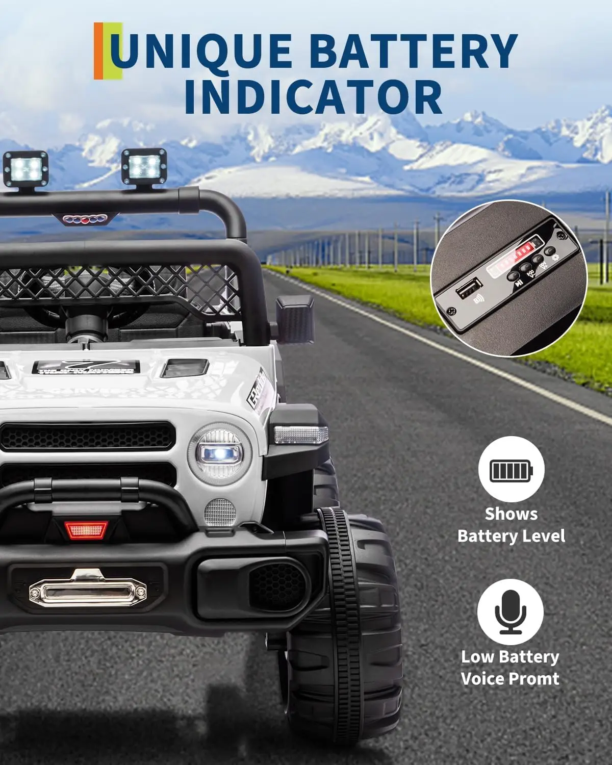 12V 電動乗用トラックカー、子供用バッテリー駆動オフロードトラック、親用リモコン付き、男の子と女の子のためのLEDライト付き