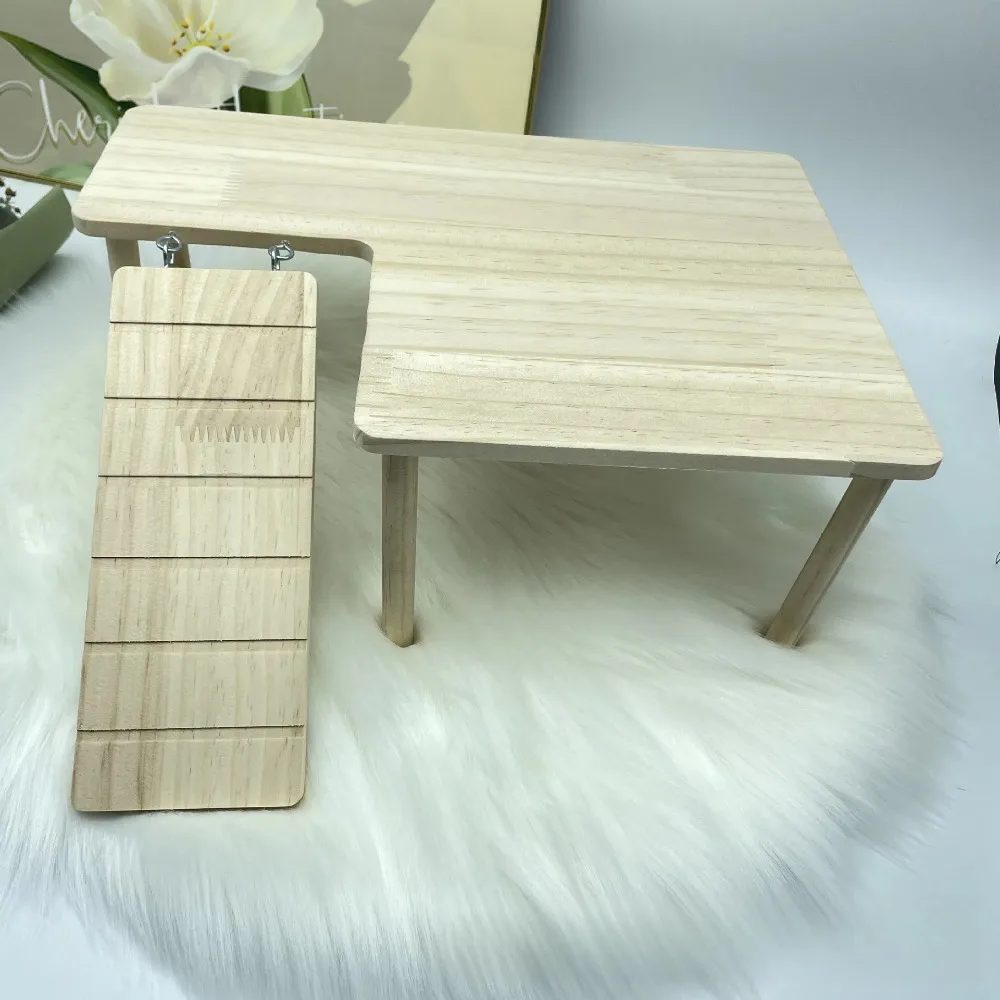 Hamster-Holzleiter-Plattform, einfach zu installieren, langlebiges Sprungbrett, DIY-Treppenspielzeug, Käfigzubehör, Spielplatz für kleine Haustiere – Detail 3