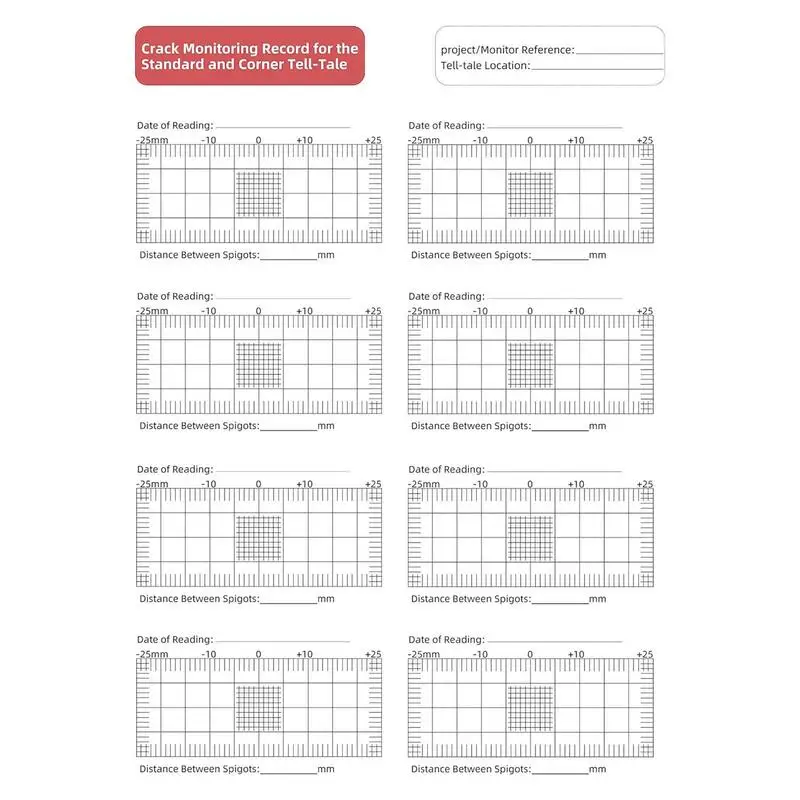 Crack Monitoring Gauge Tell-Tale Crack Monitoring Device Standard Tell Tale Record Precision Gauges Acrylic Measuring Instrument