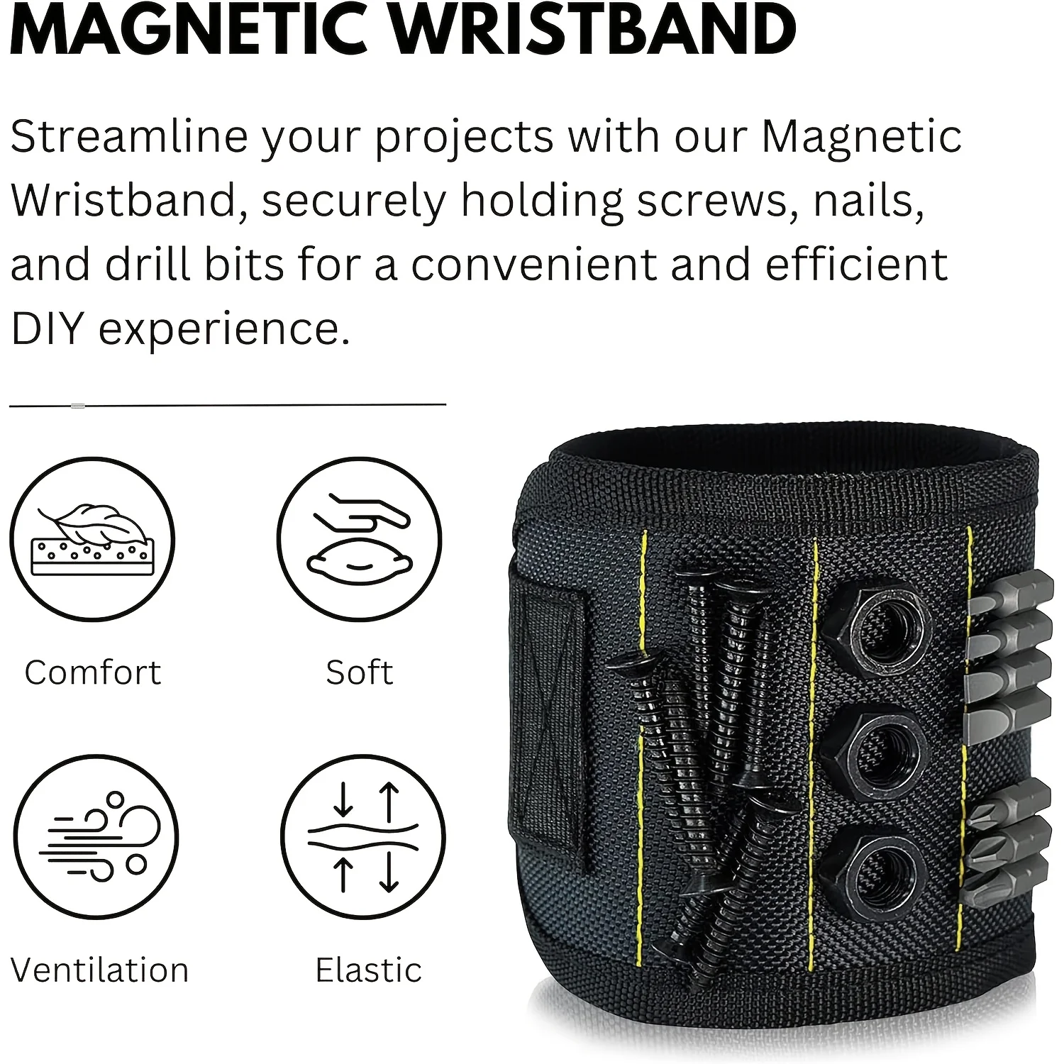 Strong Magnet Wristband for Holding Hardware, Portable Tool Belt for Motorcycle Car Repair Practical Gifts for Men Husband view 5