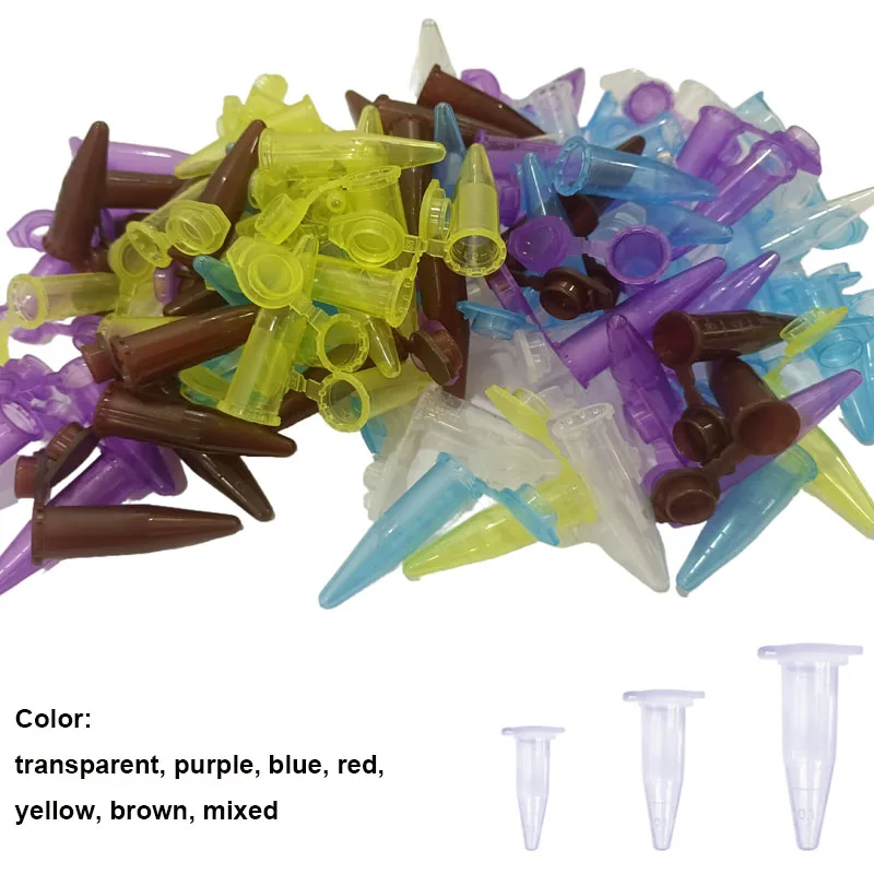 50/100/300pcs 0.2ML, 0.5ML, 1.5ML With Scale Lab centrifugal tubes with pointed bottom and cap Centrifuge Tubes Vial