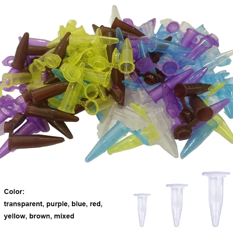 50/100/300 Uds 0,2 ML, 0,5 ML, 1,5 ML con tubos centrífugos de laboratorio a escala con fondo puntiagudo y tapa Vial de tubos de centrífuga