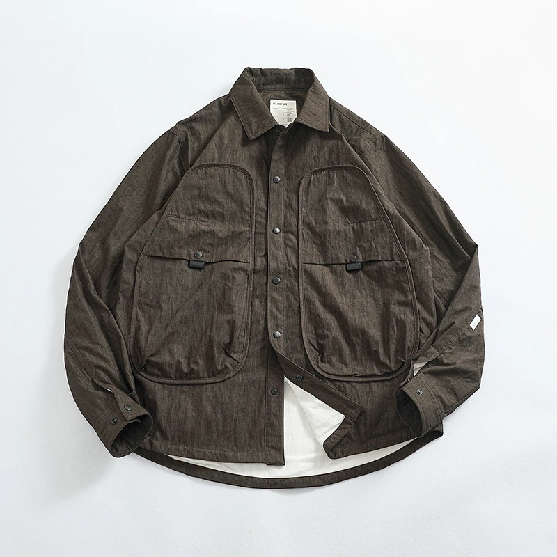 2025 new high arcade can wind loose jacket jacket men\'s fashion all-in-one lapel waterproof outdoor work shirt
