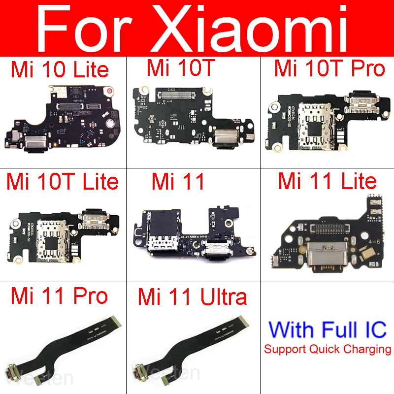 Usb Charger Jack Board With phone & Sim Card For Xiaomi Mi 10 10T 11 Lite Mi 10T 11Pro Mi 11 Ultra Charging Port Dock Board